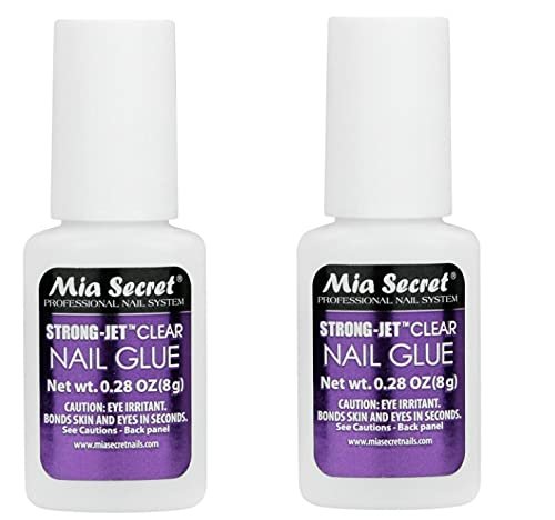 Mia Secret Strong-Jet Clear Nail Glue 2 Pack (8g x 2) – Professional Brush-On Nail Adhesive, Fast-Drying, Long-Lasting Hold for Press-On Nails, Tips & Nail Art
