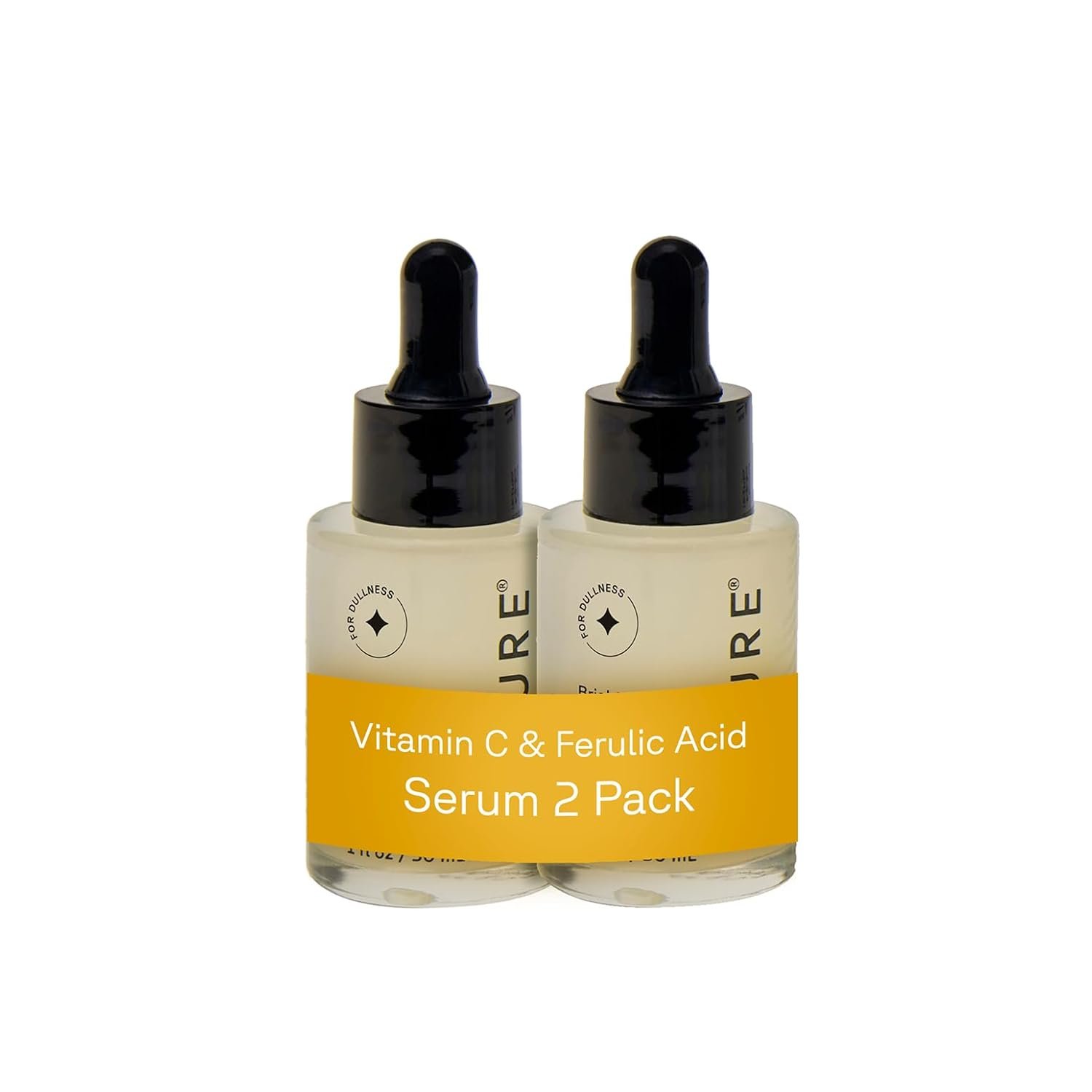 Acure Brightening 2% Vitamin C & Ferulic Acid Serum – Vit C Serum for Face, Anti Aging, Bright Glow for Women & Men, Facial Skincare, Vegan & Cruelty Free – 1 fl oz (2 Pack)