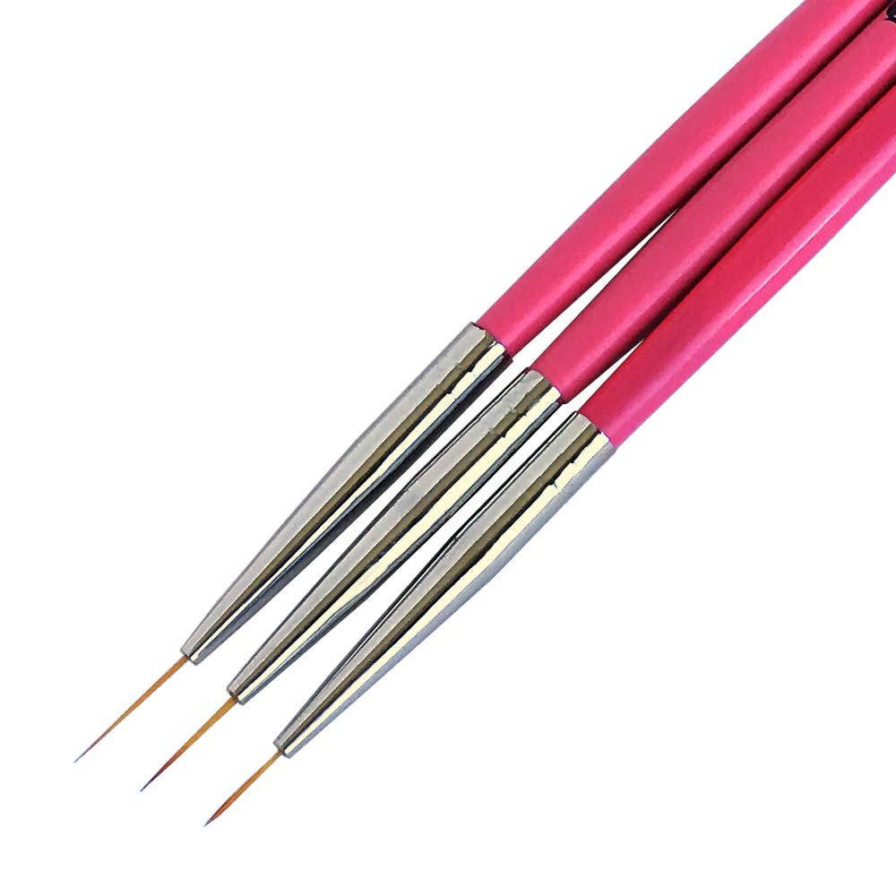 Winstonia Super Fine Nail Art Brush Set for Thin Lines, Tiny Details, Fine Drawing, Delicate Coloring. 3 pcs Brushes Kit – BERRY WINE