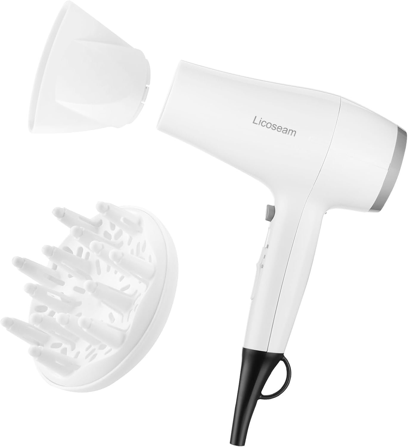 1875W Compact Hair Blow Dryer with Diffuser & Concentrator, White | Compact size with diffuser for curly hair