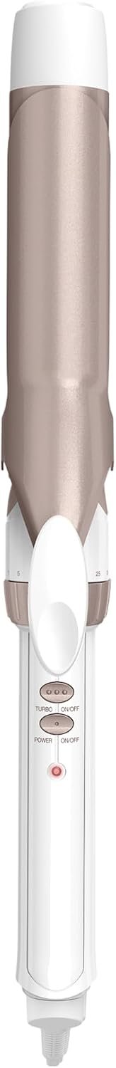 Conair Double Ceramic Long Barrel 1 ¼-In. Curling Iron | 1 ¼ In. Barrel with 30 Heat Settings for Medium to Long Hair, Loose Curls and Classic Waves, Rose Gold/White, CD702L
