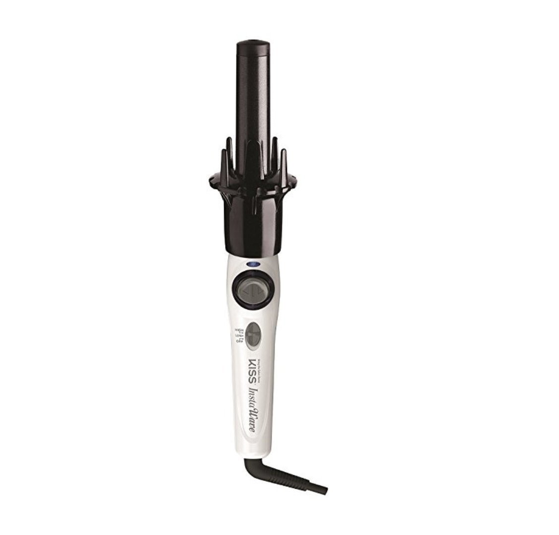 Kiss Instawave Deluxe Automatic Curling Iron, Black & White, 1″ Curling Wand, 2-Way Self-Rotating Ceramic Ionic Hair Curler for Loose or Tight Curls, Dual Heat Settings up to 420°F, Tangle Prevention