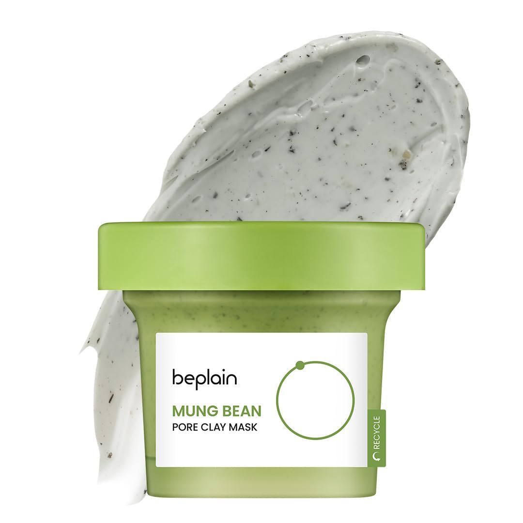 beplain Mung Bean Pore Clay Mask | Blackhead Removal facial Mud Pack | Deep Pore Cleansing Wash Off Pack | Gentle Facial Exfoliator | Korean Skincare | 4.05 fl.oz