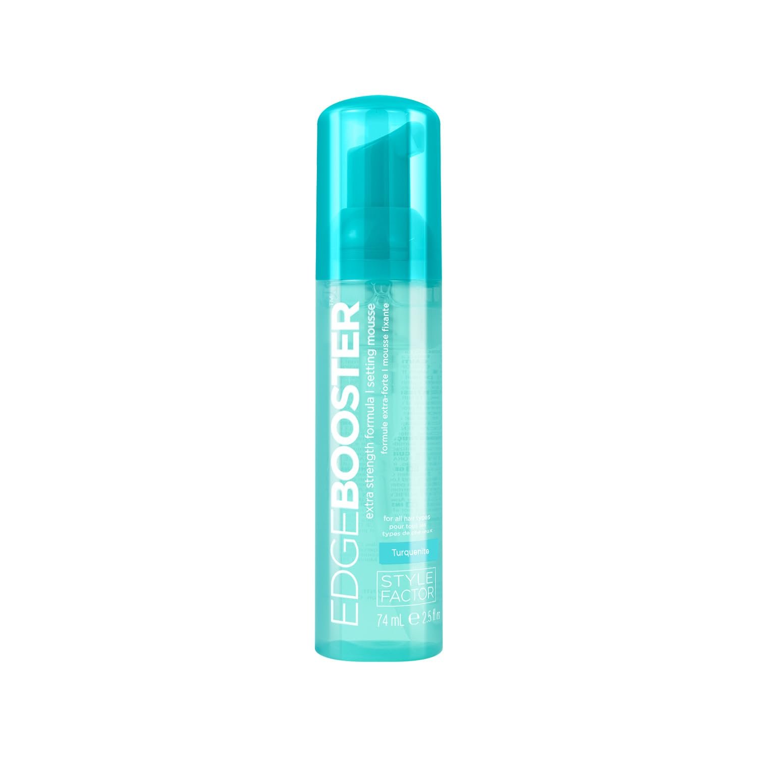 Style Factor EDGE BOOSTER Extra Strength Setting Mousse Travel Size – Frizz Control, Extra Volume, and Conditioning – 2.5oz Turquenite Mousse for Curly Hair