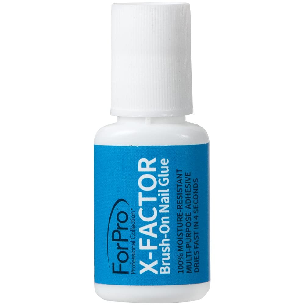 ForPro X-Factor Brush-On Nail Glue, 0.26 oz – Long-Lasting, Quick-Drying Nail Glue for Applying Artificial Nail Tips