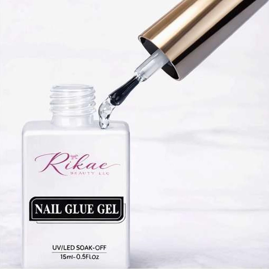Nail Glue Gel – UV Cure Brush-On Adhesive for Press On Nails, Acrylic Tips & Nail Art – Extra Strong Hold, Water Resistant, Professional Salon Formula – Clear, 15ml