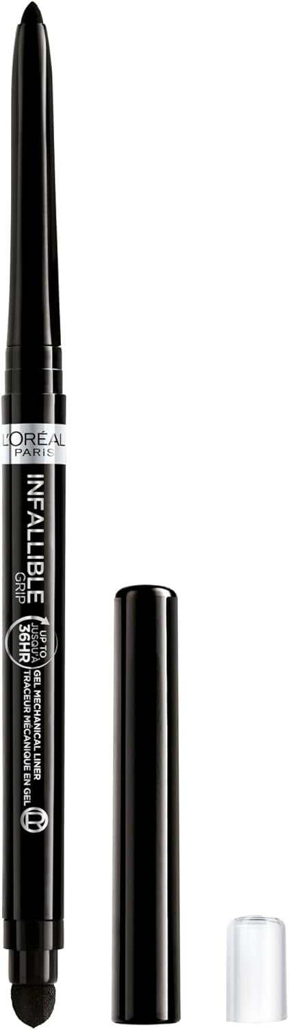 L’Oreal Paris Infallible Grip Mechanical Gel Eyeliner Pencil, Smudge-Resistant, Waterproof Eye Makeup with Up to 36HR Wear, Intense Black, 0.01 Oz