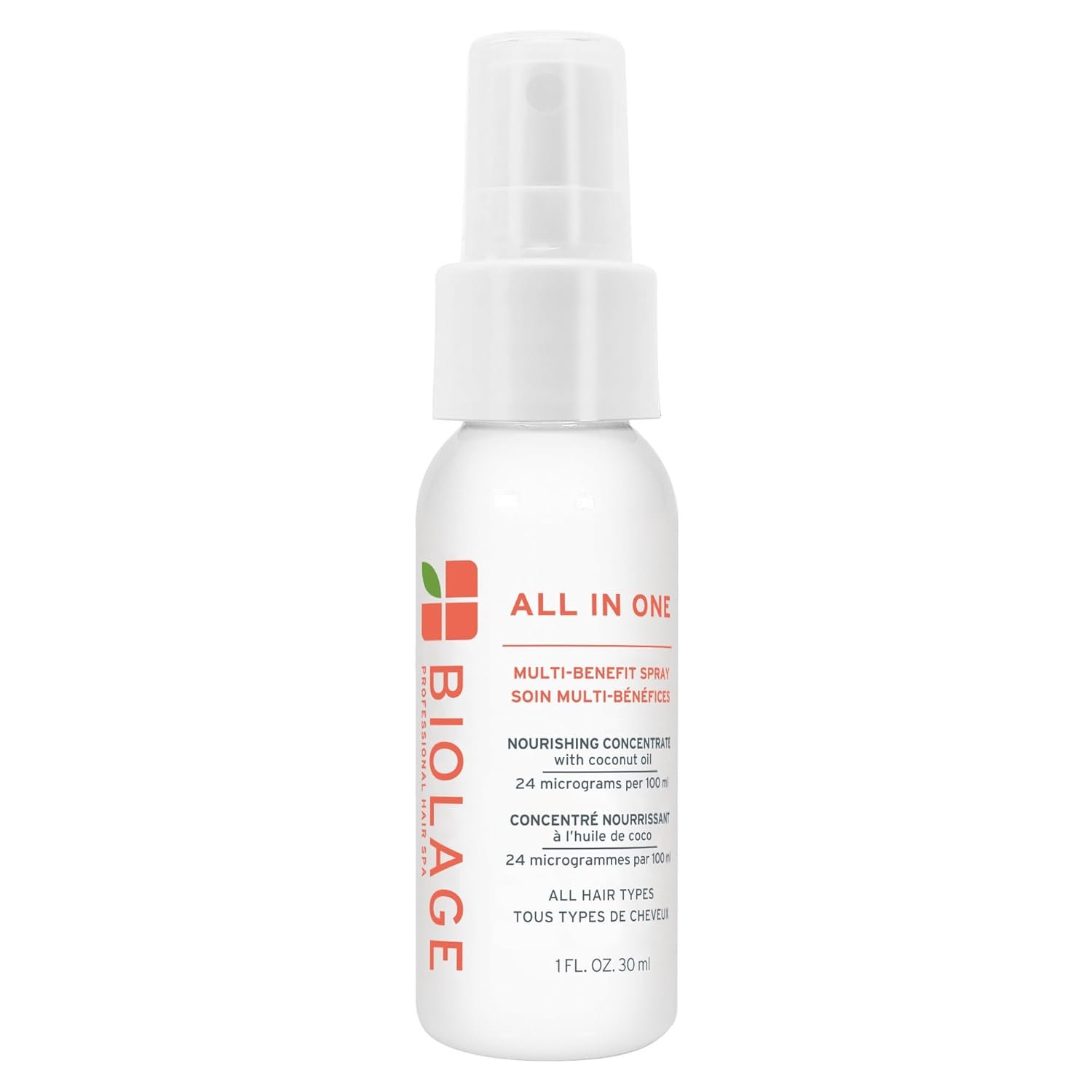 Biolage All-In-One Multi-Benefit Spray – Leave-In Treatment For Fine to Thick Hair, Prevents Breakage, Heat Protectant, Shine, Frizz Control, For All Hair Types, Coconut Oil, Vegan & Paraben-Free