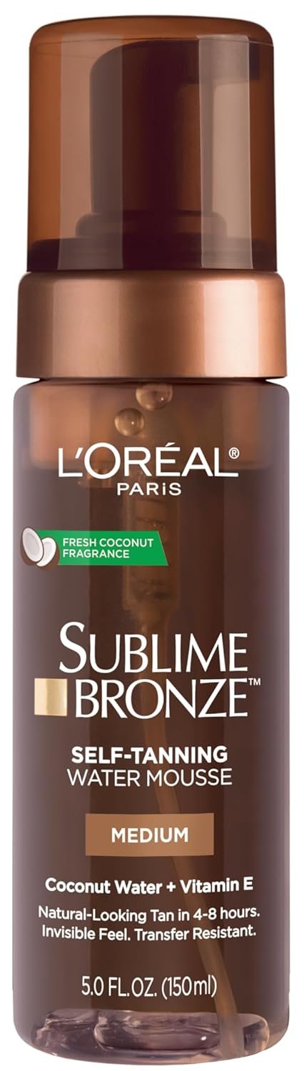 L’Oreal Paris Sublime Bronze Self Tanning Water Mousse, Streak-Free Natural Looking Tan, 5 fl. Oz