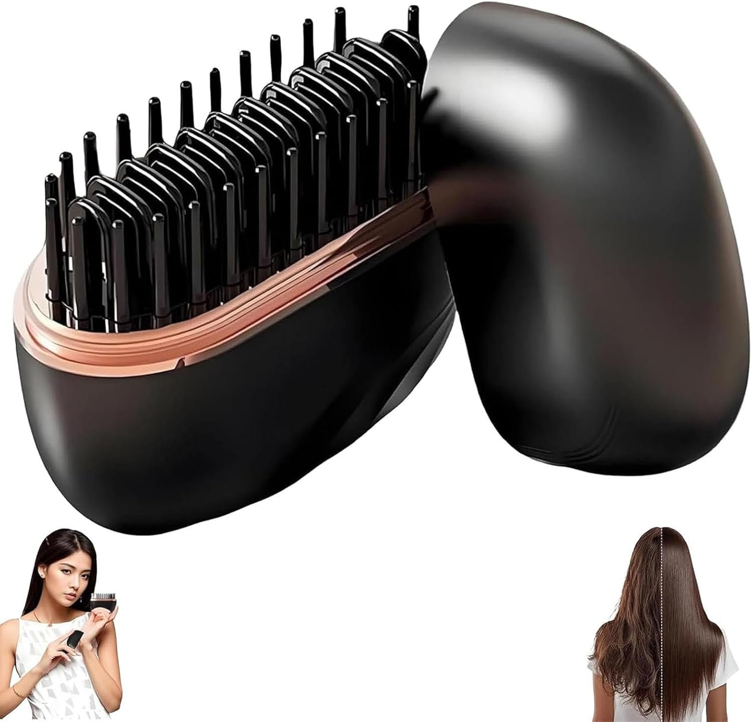 Yaslayp Glambrushs Mini Hair Straightener,Rechargeable Wireless Portable Hair Straightener Brush,3-Speed Temperature Control,Mini Hair Straightener for Women,Idea for Home Travel (Black)
