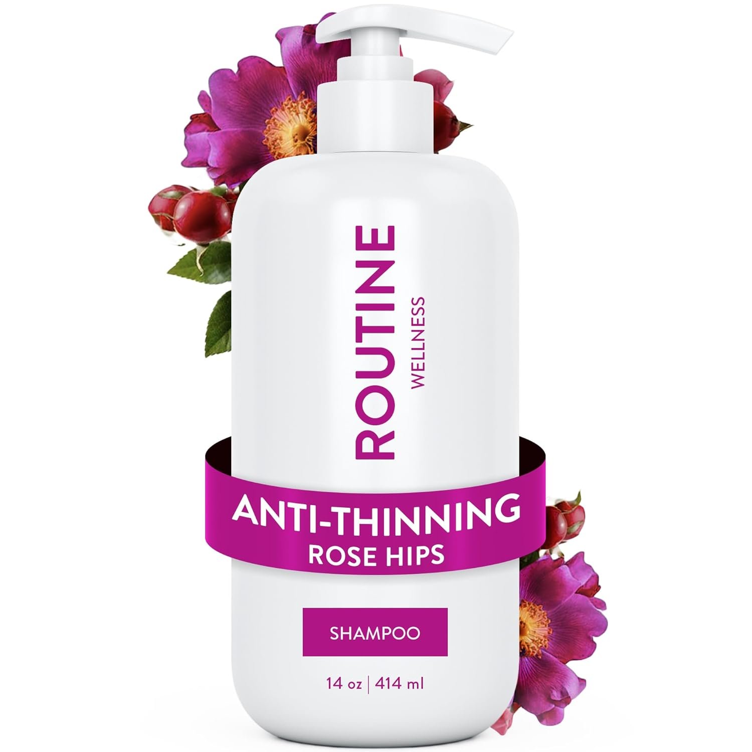 Routine Wellness Anti-Thinning Volumizing Shampoo for Thinning Hair & Hair Loss – Grow Your Confidence with Biotin & DHT Blockers – 14 oz Rose Hips