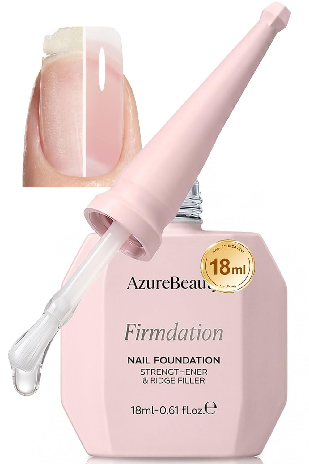 AzureBeauty 18ml Nail Strengthener for Weak & Damaged Nails Clear Nail | Transparent Peel Off Nail Repair Treatment, Ridge Filler & Nail Concealer Foundation Quick Dry Nail Hardener for Brittle Nail