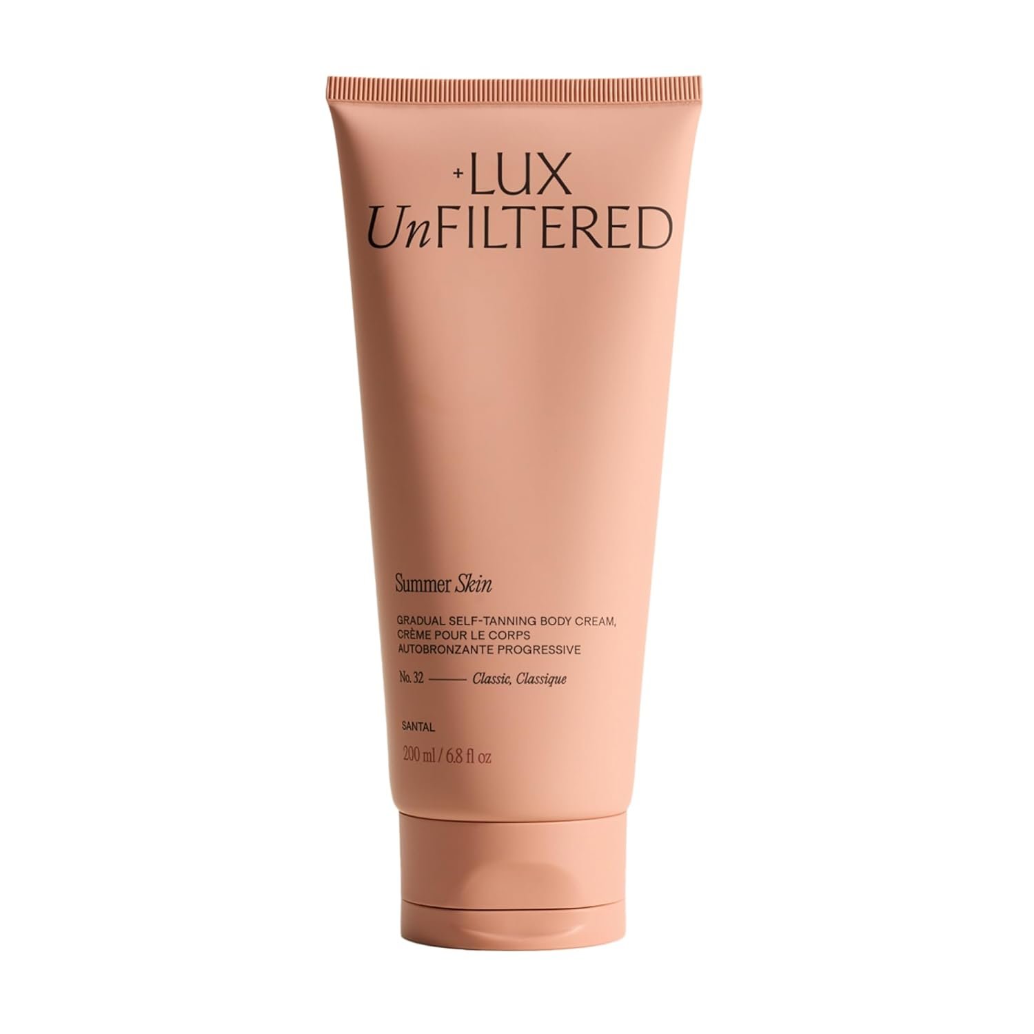 + Lux Unfiltered N°32 Summer Skin Classic Gradual Self Tanner, Hydrating Self Tanning Lotion with Shea Butter & Squalane – Non-Sticky, No Transfer, Natural-Looking – Vegan Sunless Tanner – Santal