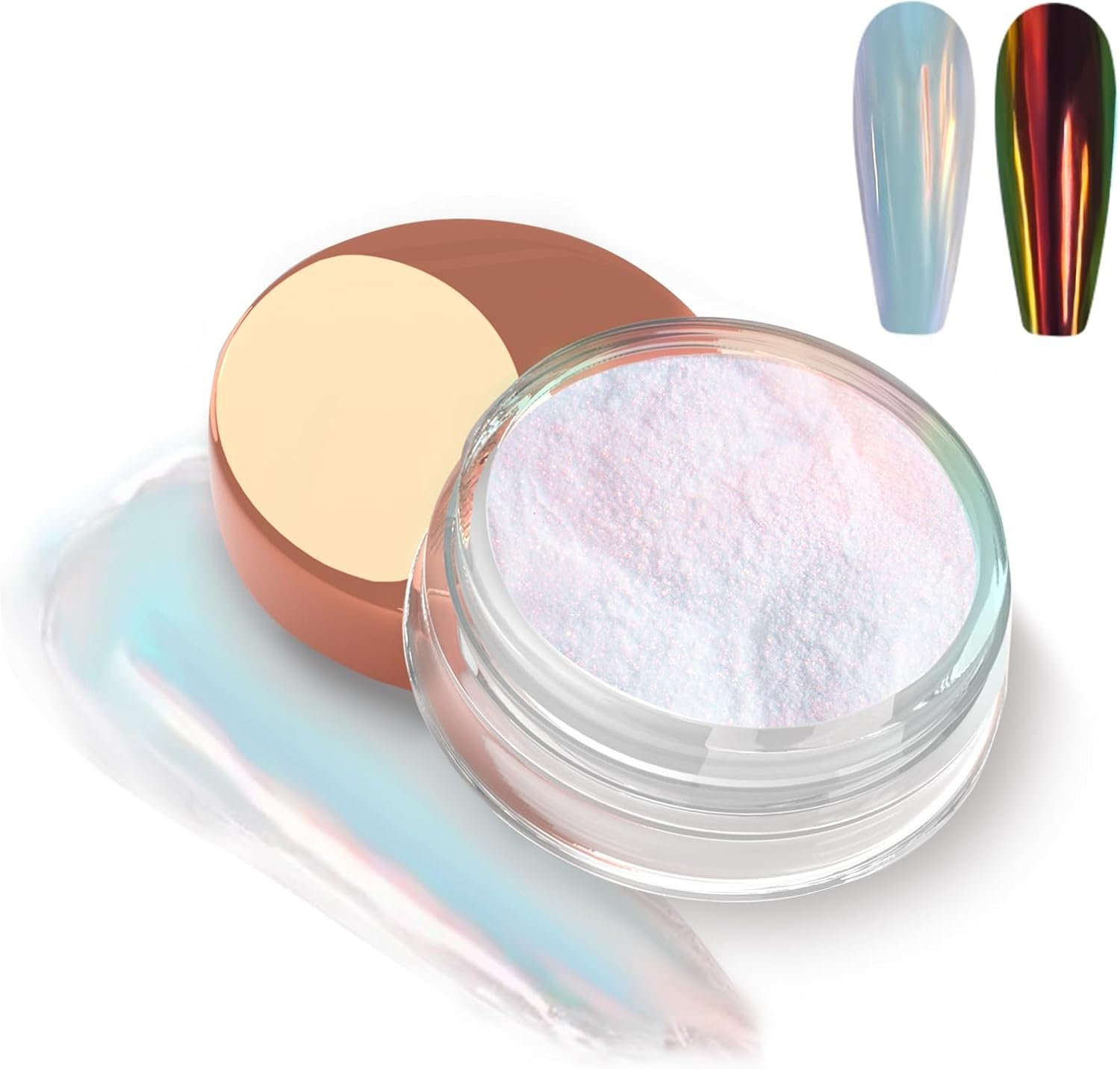 Allstarry Unicorn Chrome Nail Powder, Aurora Mermaid Iridescent White Pearl Nail Chrome Powder Pigment Glitter Fairy Dust for Nail Art, Manicure, Gel Nail Polish – Sunset Field