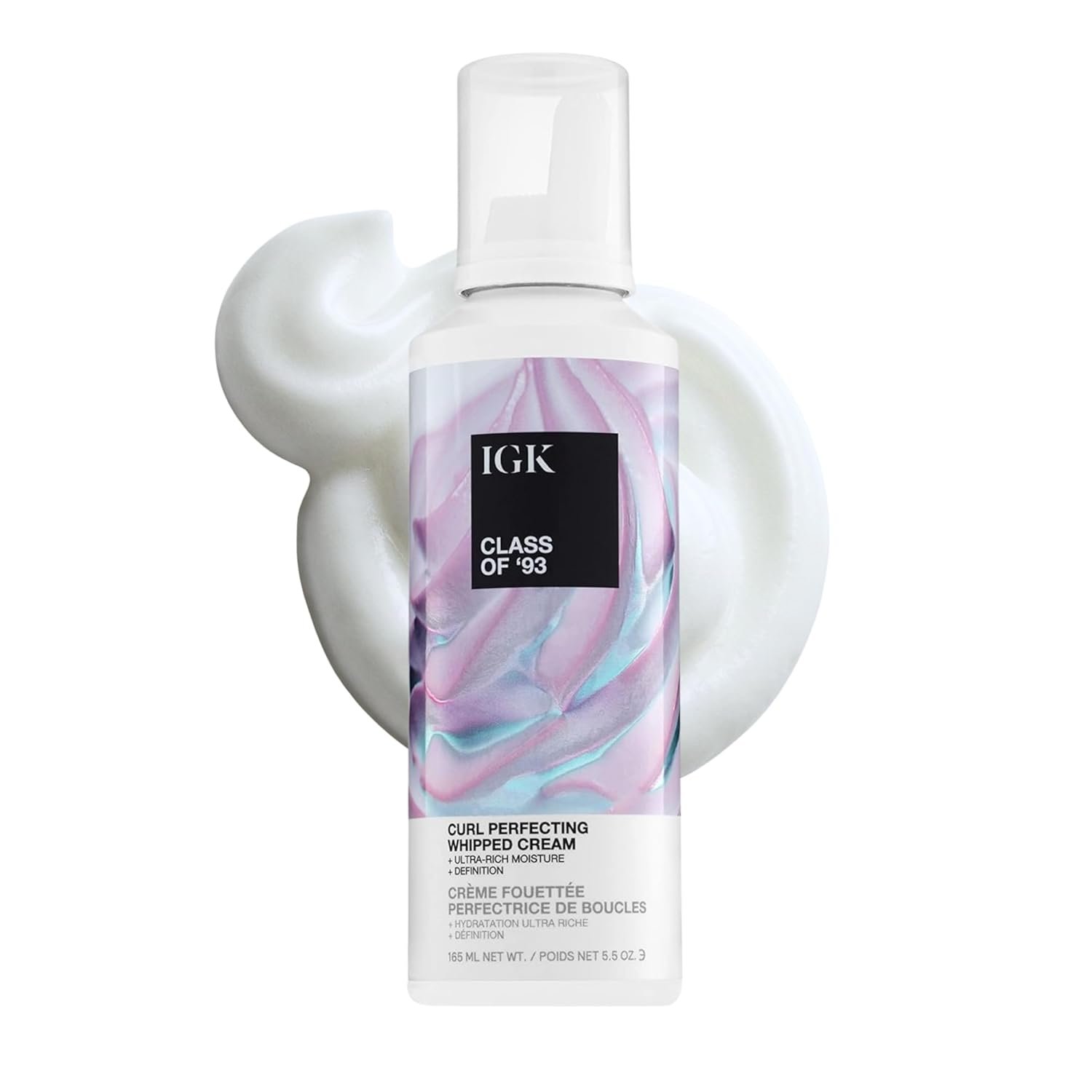 IGK Class of ’93 Curl Cream – Whipped Leave-In Conditioner & Curl Defining Styler for Curly, Wavy & Coily Hair, with 10 Butters & Oils, Silicone-Free, Vegan & Cruelty-Free, 5.5 Oz