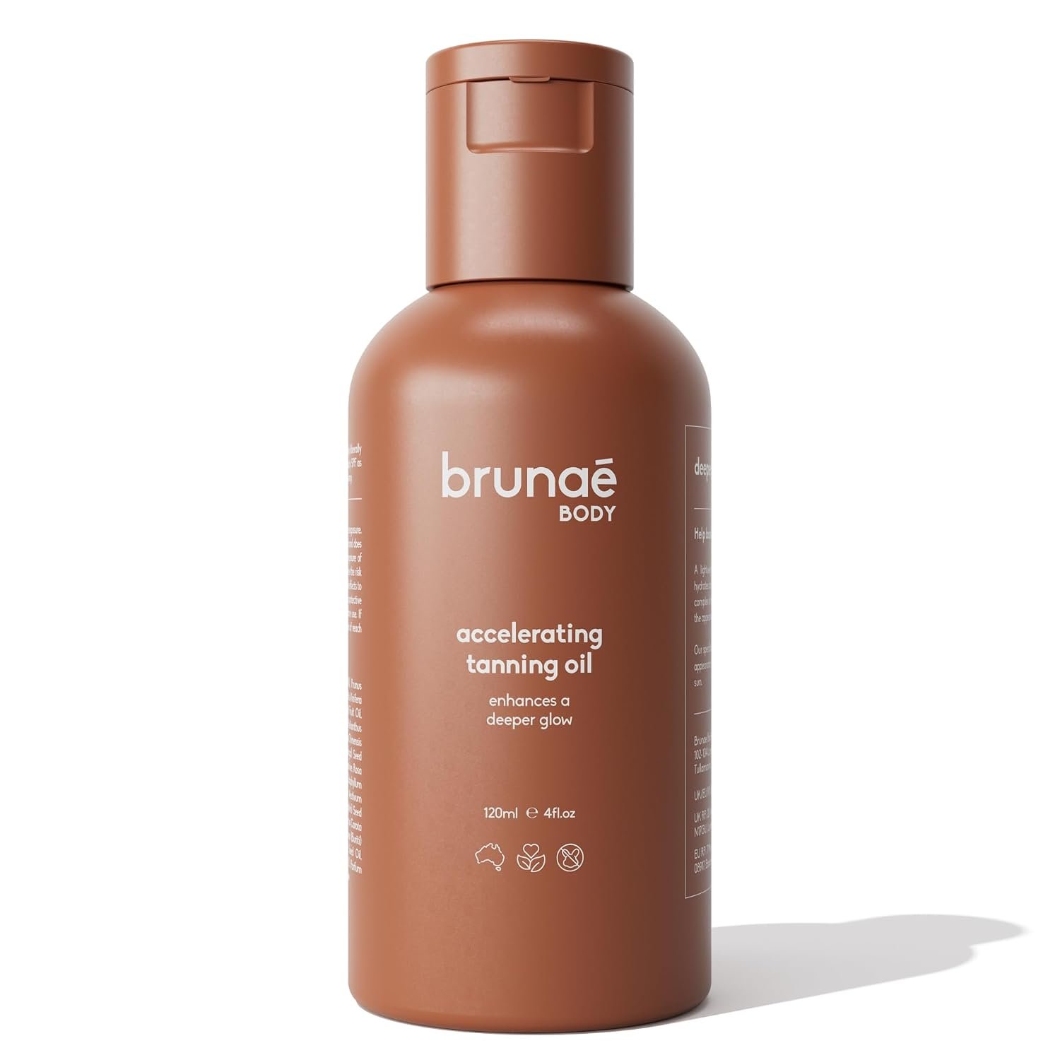 BRUNAE BODY® Dark Tanning Oil [FOR DARKER & FASTER TAN] – Accelerating Formula for Tanning Beds & Outdoor Sun – Tan Enhancer – 14+ Natural Oils with Buriti & Jojoba – 100% Vegan & Australian Made