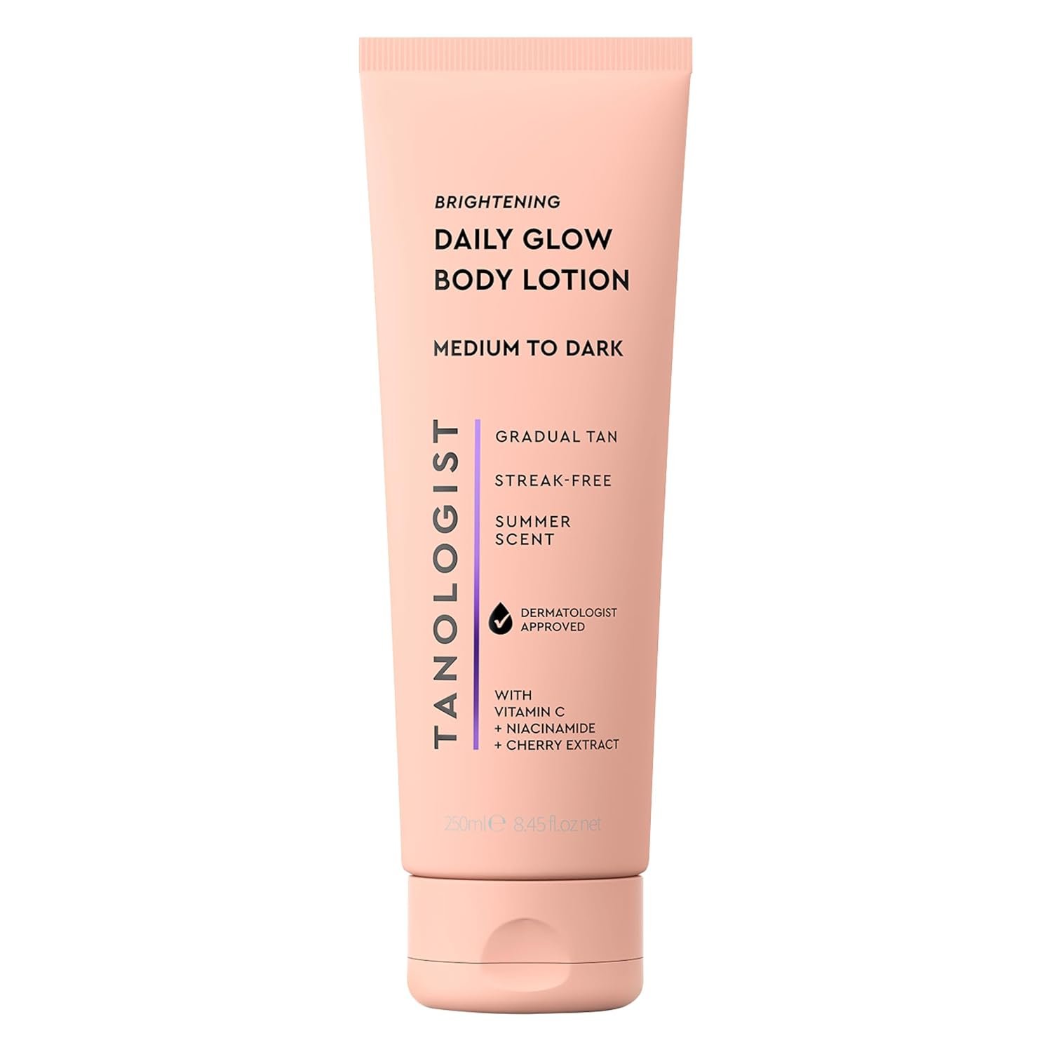 Tanologist Brightening Daily Glow Body Lotion, Medium/Dark, Gradual Tanning Lotion, No Fake Tan Smell, Streak-Free, Vegan, 8.45 Fl Oz