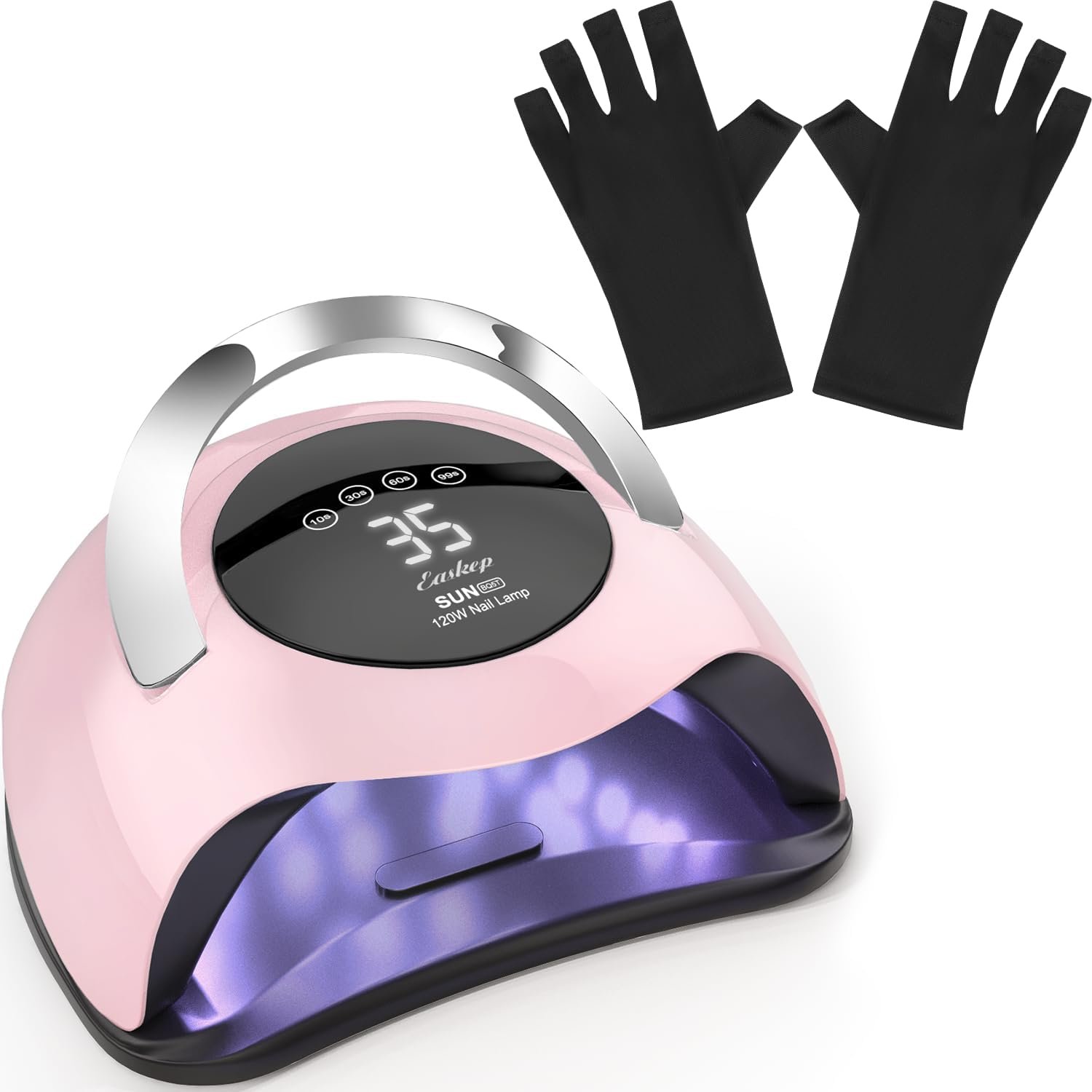Easkep 120W UV Nail Lamp Kit – Gel Nails Dryer with UV Gloves