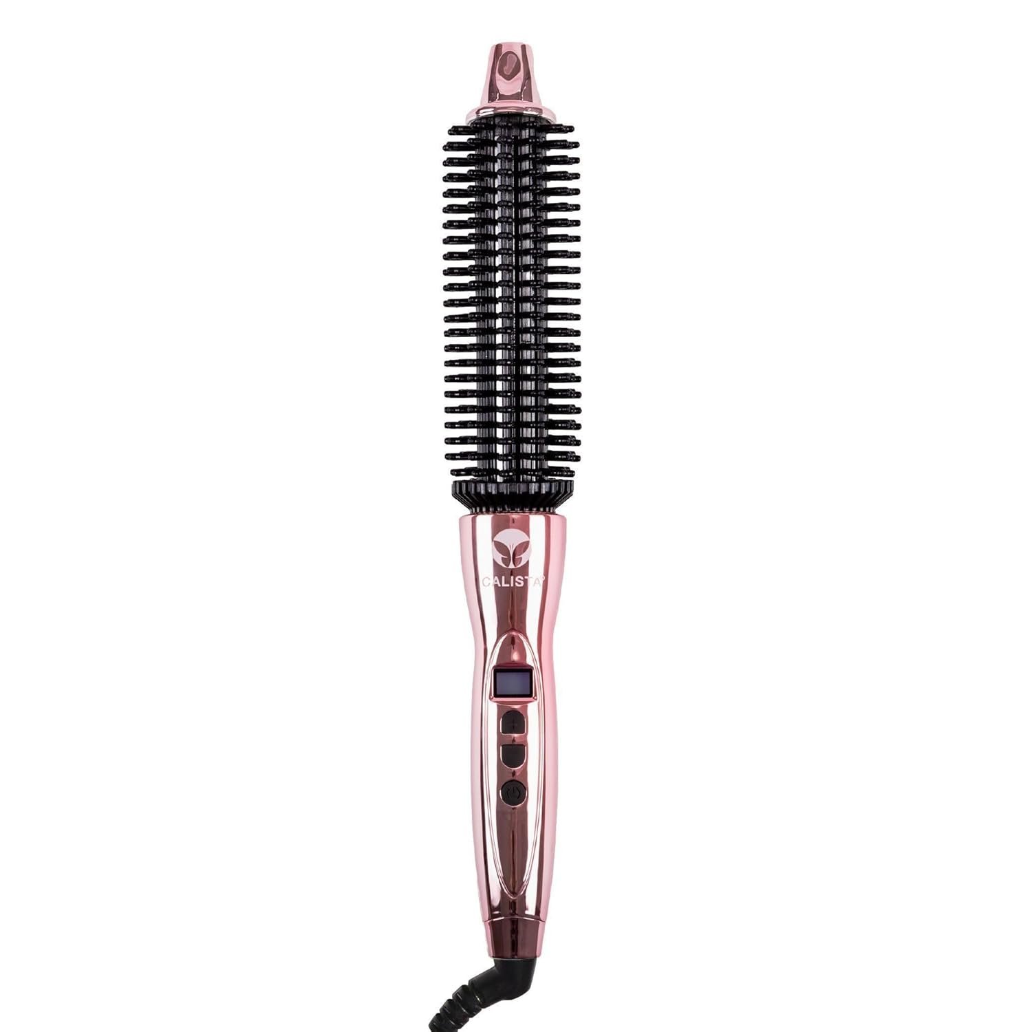 CALISTA Perfecter Pro Heated Round Brush, Lift, Volumize, and Style with No Heat Damage for Healthier Looking Hair, 1″ For Waves & Shoulder Length Hair, Dual Voltage & Adjustable Temp, Rose Gold