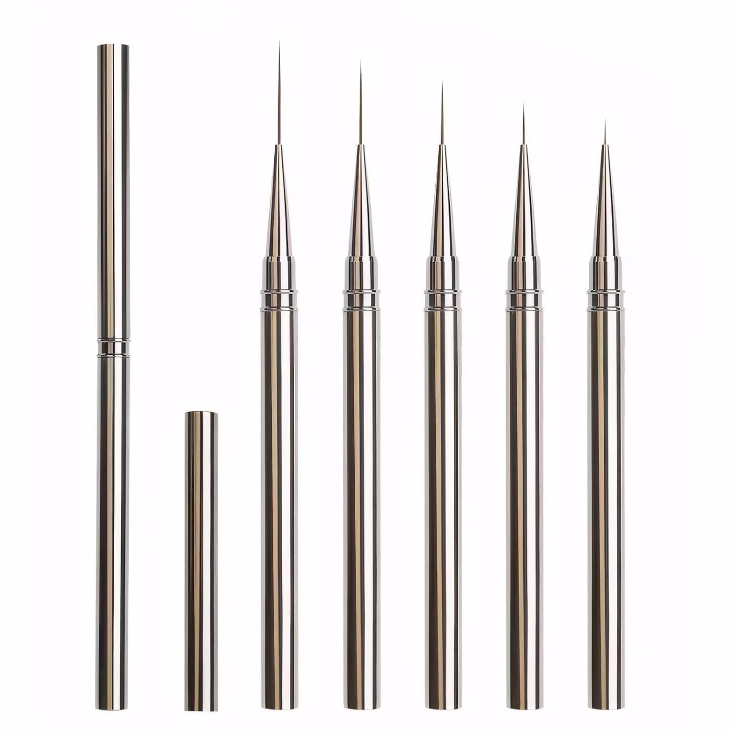 Nail Art Liner Brushes Set – 5PCS Long Thin Nail Brushes for Gel Nail Polish, Detail Painting & Striping – Professional Nail Art Brushes with Durable Metal Handles for Salon & DIY Manicure