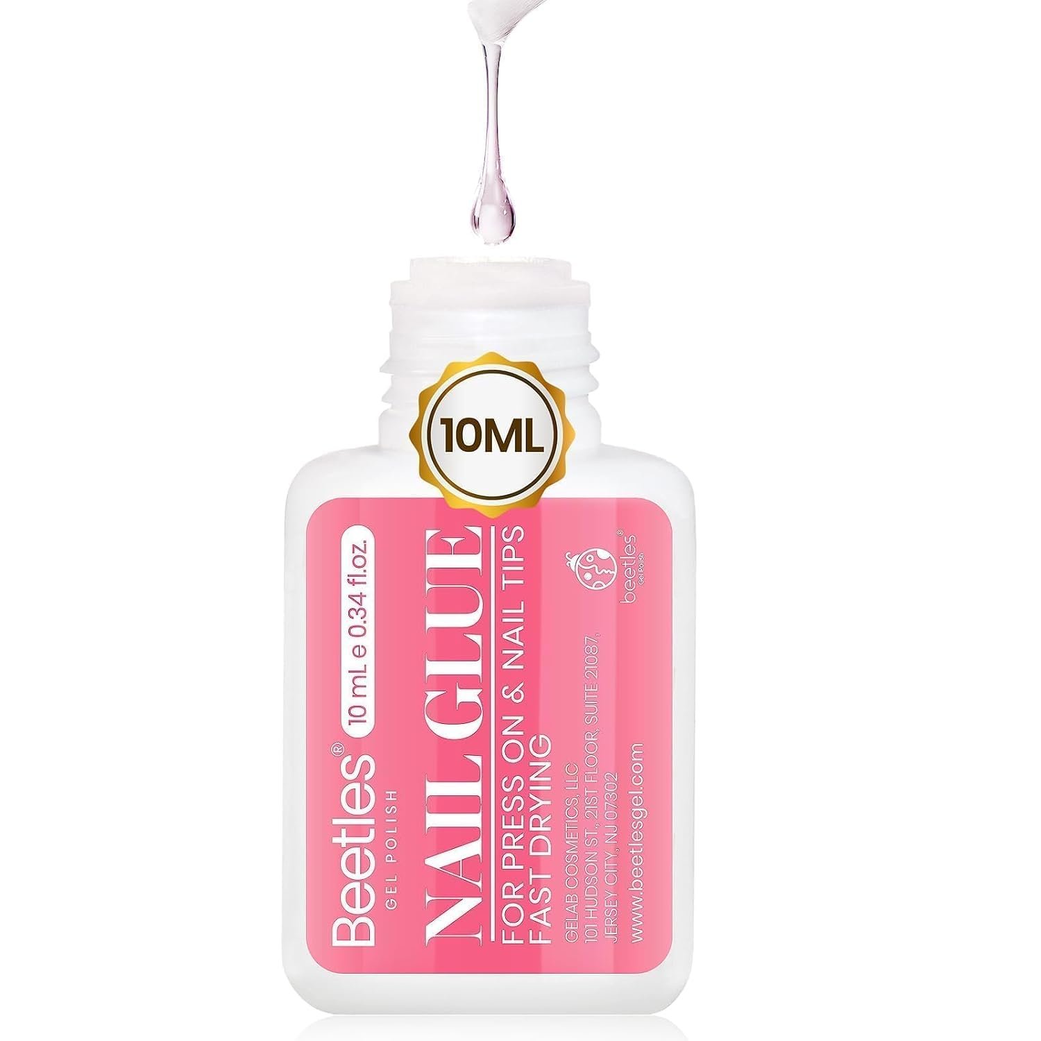 Beetles 10ML Super Strong Nail Glue for Press Ons, Nail Tips, Acrylic Nails, No UV Light Needed, Nail Bond Brush in Nail Glue for Press On Nails Fake Nails Long Lasting for Beginners DIY Home