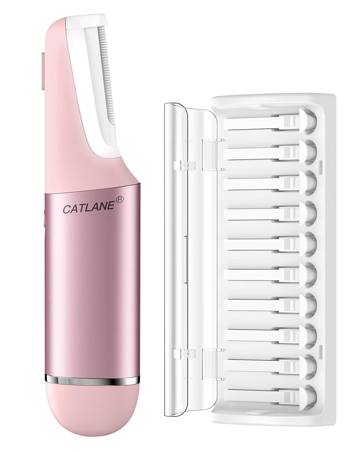 Dermaplane Razor for Women Face, Dermaplaning Tool for Face, Sonic Exfoliation & Peach Fuzz-Hair Removal System with 10 Dermaplaning Blades, Charm Pink