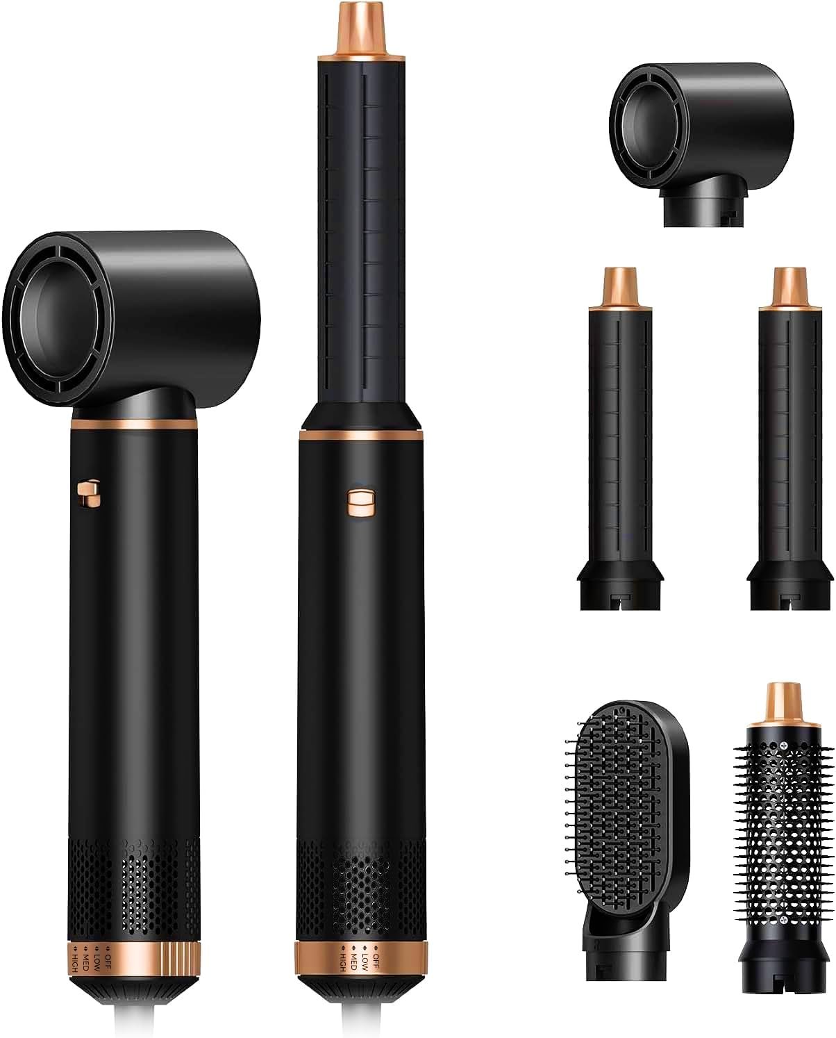 JINYAWA 5 in 1 Blow Dryer Brush Set, Detachable Hair Dryer Brush & Hot Air Styler, Auto Air Curling Wrap Styler, Ionic Hair Styling Tools for Straighten/Curl/Dry/Volumize/Smooth as Gift
