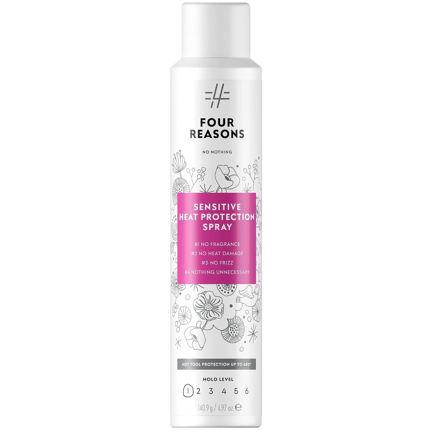 No Nothing Heat Protection Spray for Hair – Fragrance Free, Hypoallergenic Aerosol Hair Heat Protectant Spray, Humidity and Thermal Protector Up to 450°F, Lightweight Shine for All Hair Types, 4.97 oz