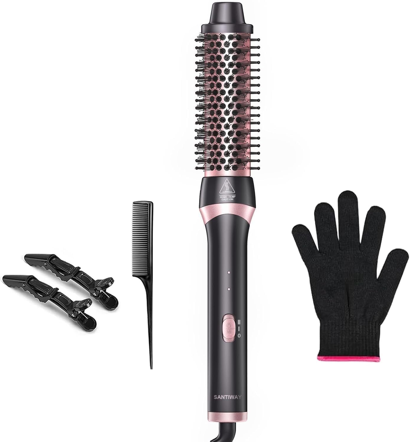 Thermal Brush,1.5 Inch Ionic Thermal Round Brush,Quick Heat Up Curling Hot Air Brush, Easy to Create Blowout Look,Makes Hair Smoother Get Natural Curls,Dual Voltage, Rose Gold