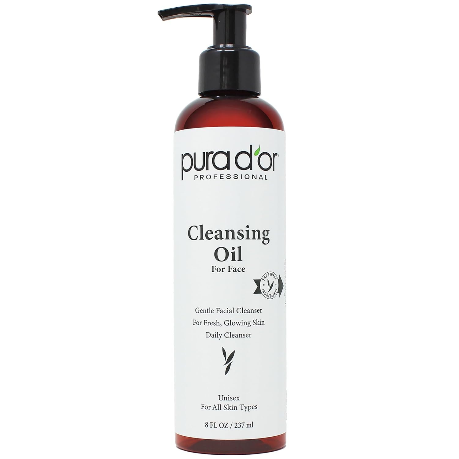 PURA D’OR 8 Oz Facial Cleansing Oil – Nourishing Botanical Blend with & Vitamin, Jojoba and Sunflower Oil – Gentle Makeup Remover & Deep Cleanser For Healthy, Glowing Skin – Paraben-Free Beauty