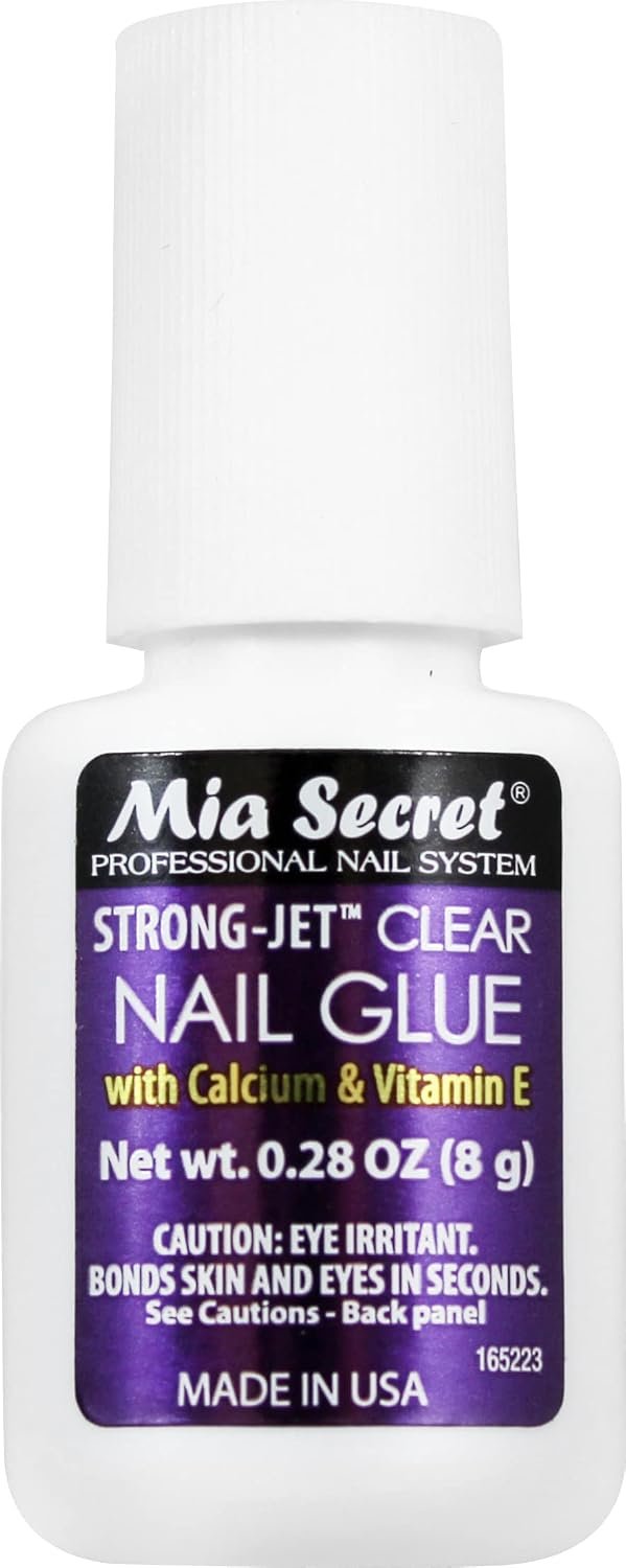 Mia Secret Strong-Jet Clear Brush-On Nail Glue 8g Professional Brush-On Nail Adhesive, Fast-Drying, Long-Lasting Hold for Press-On Nails, Tips & Nail Art