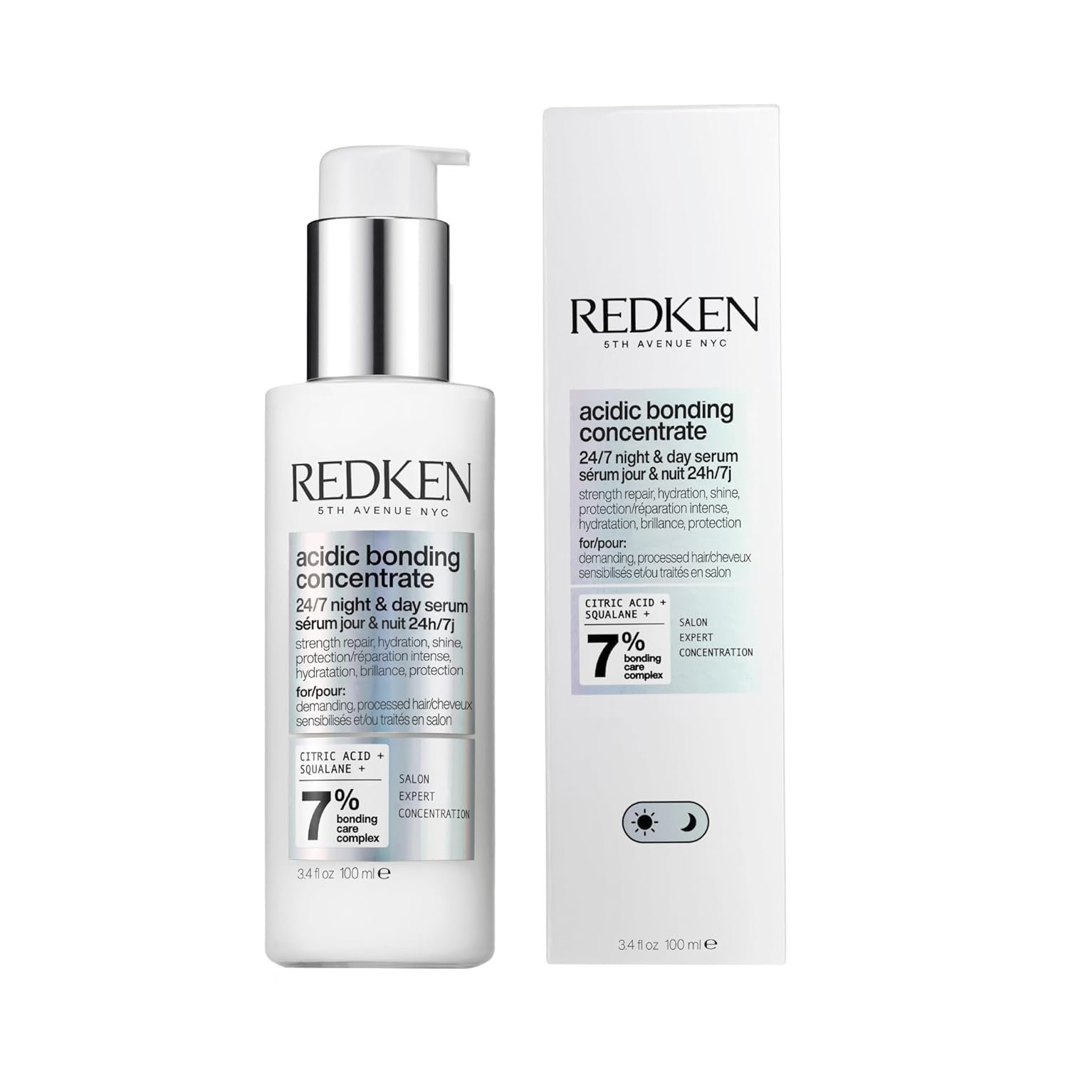 Redken Acidic Bonding Concentrate 24/7 Night & Day Serum For Damaged Hair – Nourishes & Restores, Overnight Hair Repair & Protection, Lightweight & Anti-Frizz