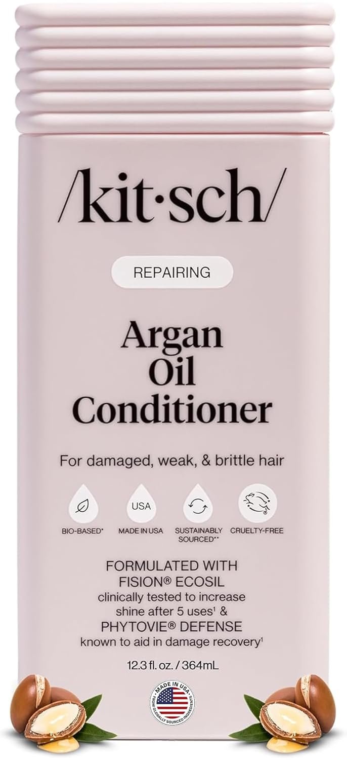Kitsch Repairing Argan Oil Liquid Conditioner for Women & Men – Argan Oil for Hair, For Shine, Smoothness & Damage Recovery, Hair Repair – Clean, Color-Safe Hair Care – Made in USA, 12.3 oz