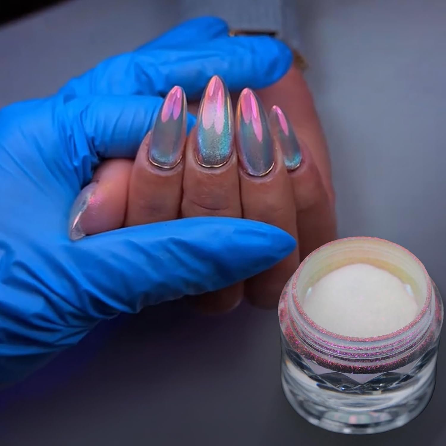 Chrome Nail Powder | Glazed Donut Mirror Effect Holographic Pigment | Professional-Grade Nail Art & Resin Craft Powder light-changing