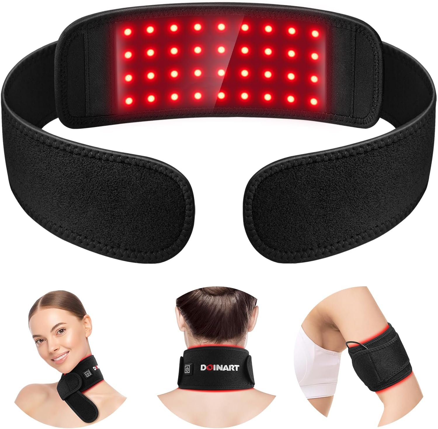 Doinart Red Light Therapy Belt for Neck, Portable Near Infrared Light Therapy for Face and Neck Chin Firming – Red Light Therapy Device Wearable Belt Neck Wrist Wrap Hand Unisex Gift