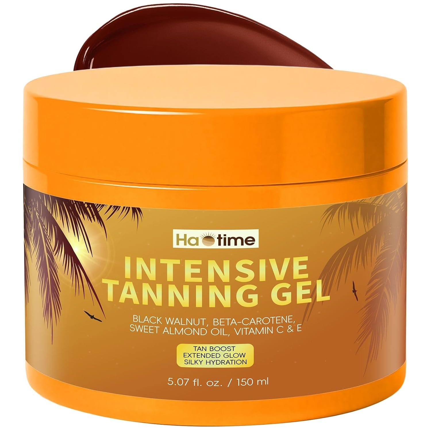 Tanning Gel, Fast Tan Accelerator for Natural Browning, Deep Dark Tan with Beta-Carotene, Vitamins C & E, Natural Oils, Hydrating, Non-Greasy, Water-Resistant, Outdoor Tanning Gel, 5.07 oz