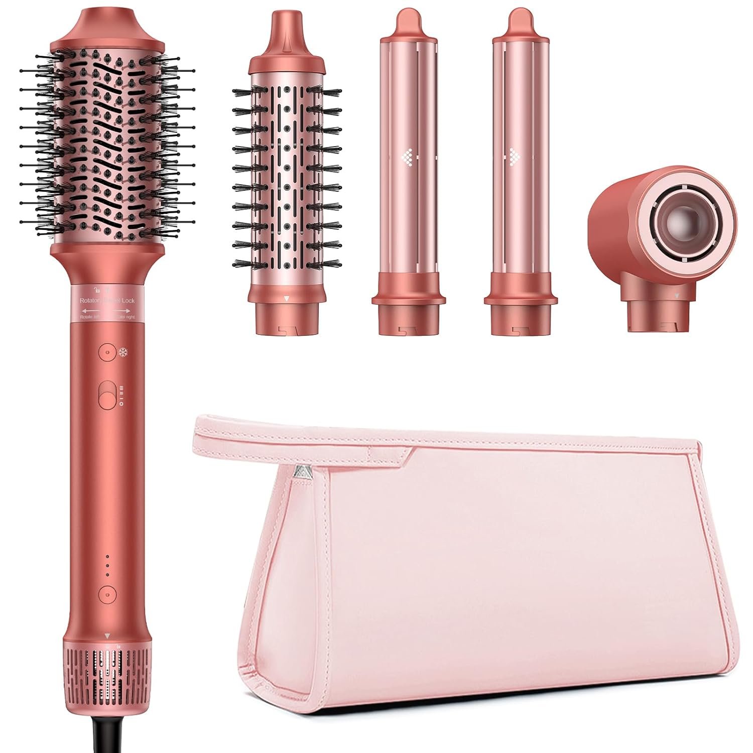 5 in 1 Hair Styler Hot Air Styler – High-Speed Hair Dryer Brush, Fast Drying No Heat Damage Ionic Blow Dryer Brush for Women Volumizing, Curling, Straighten, Frizz-Free Multi Stylers Travel Bag