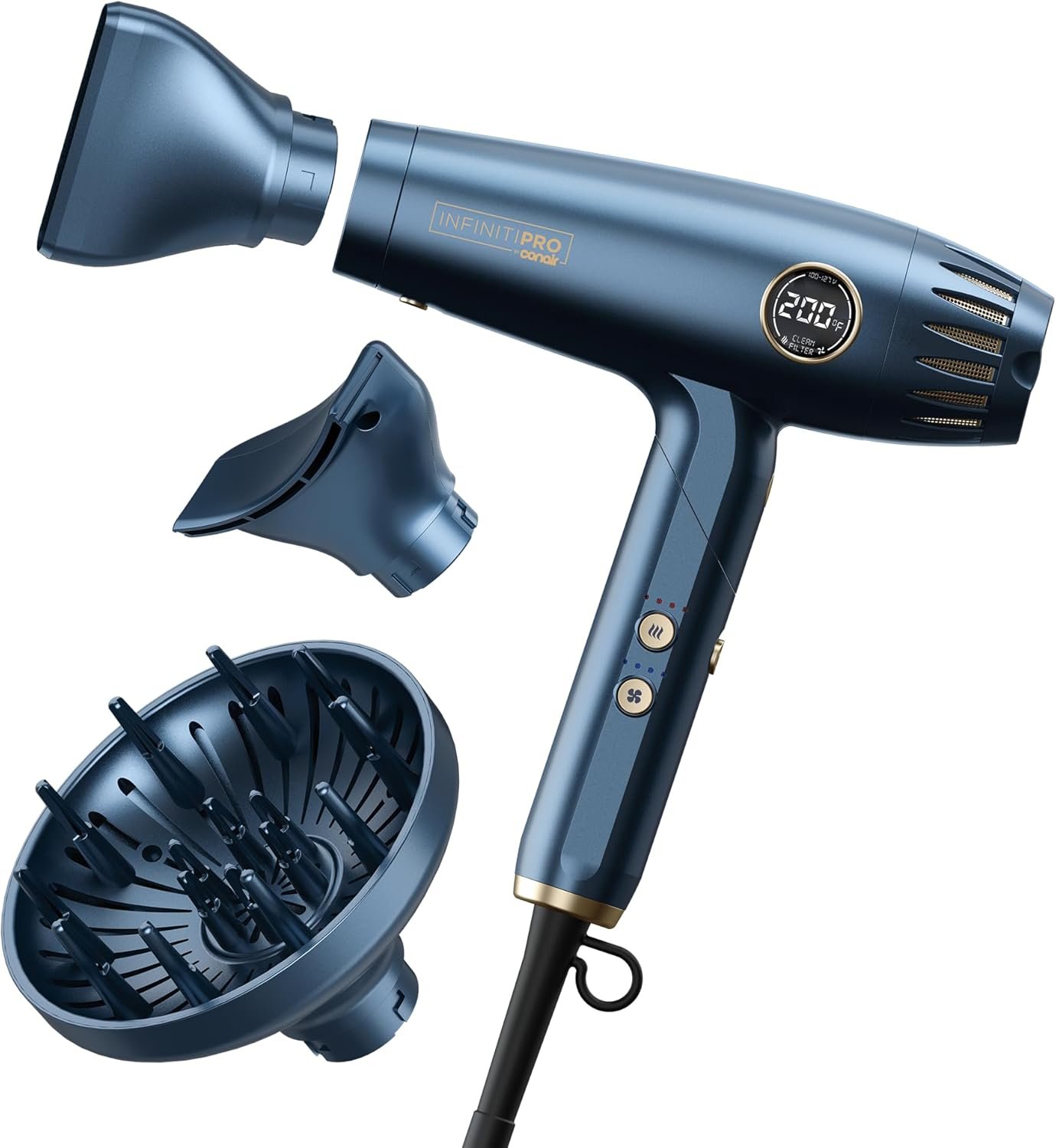 Conair INFINITIPRO DigitalAIRE Multi-Styler, 1.2 lb Ultra-Lightweight Digital Motor Hair Dryer with High-Pressure Airflow, Blue, 1002