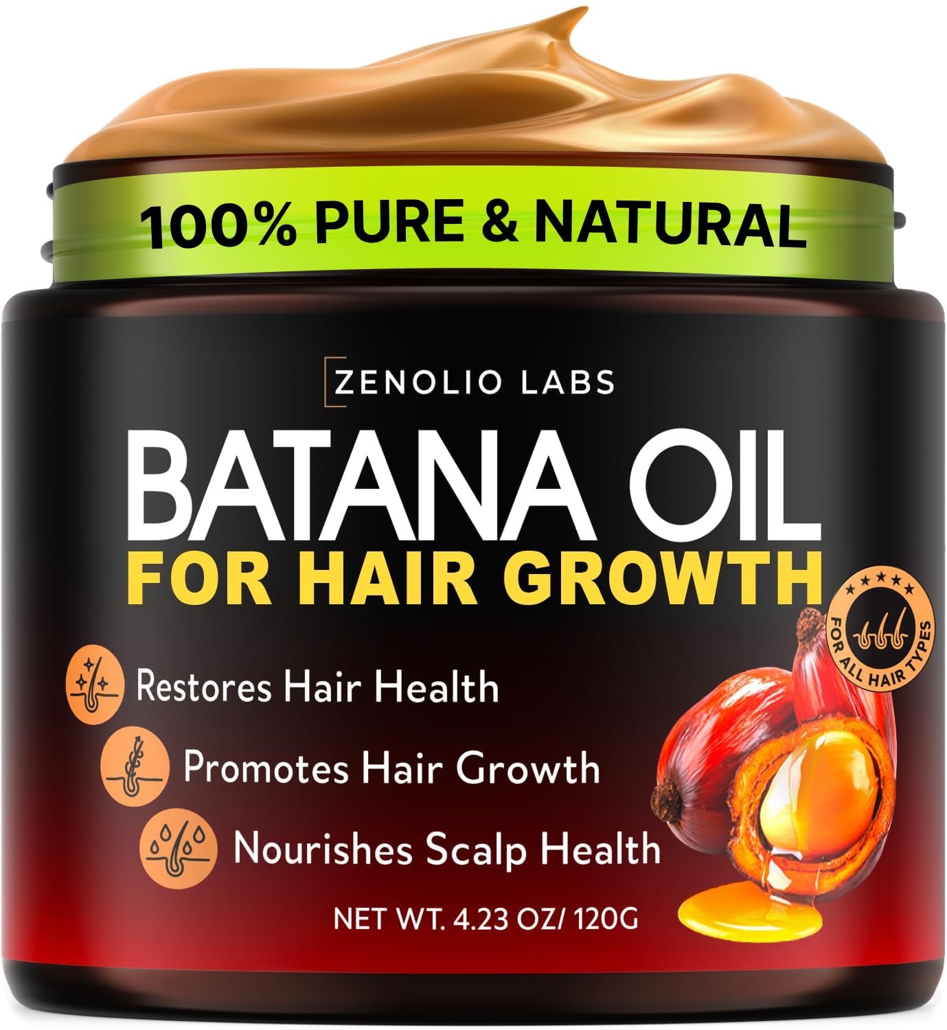 Batana Oil for Hair Growth – 100% Pure & Unrefined – Raw Natural Dr. Sebi Botana Oil – Scalp Health, Strengthens, Thickens & Hydrates – Repairs Split Ends – Prevents Hair Loss for Men & Women