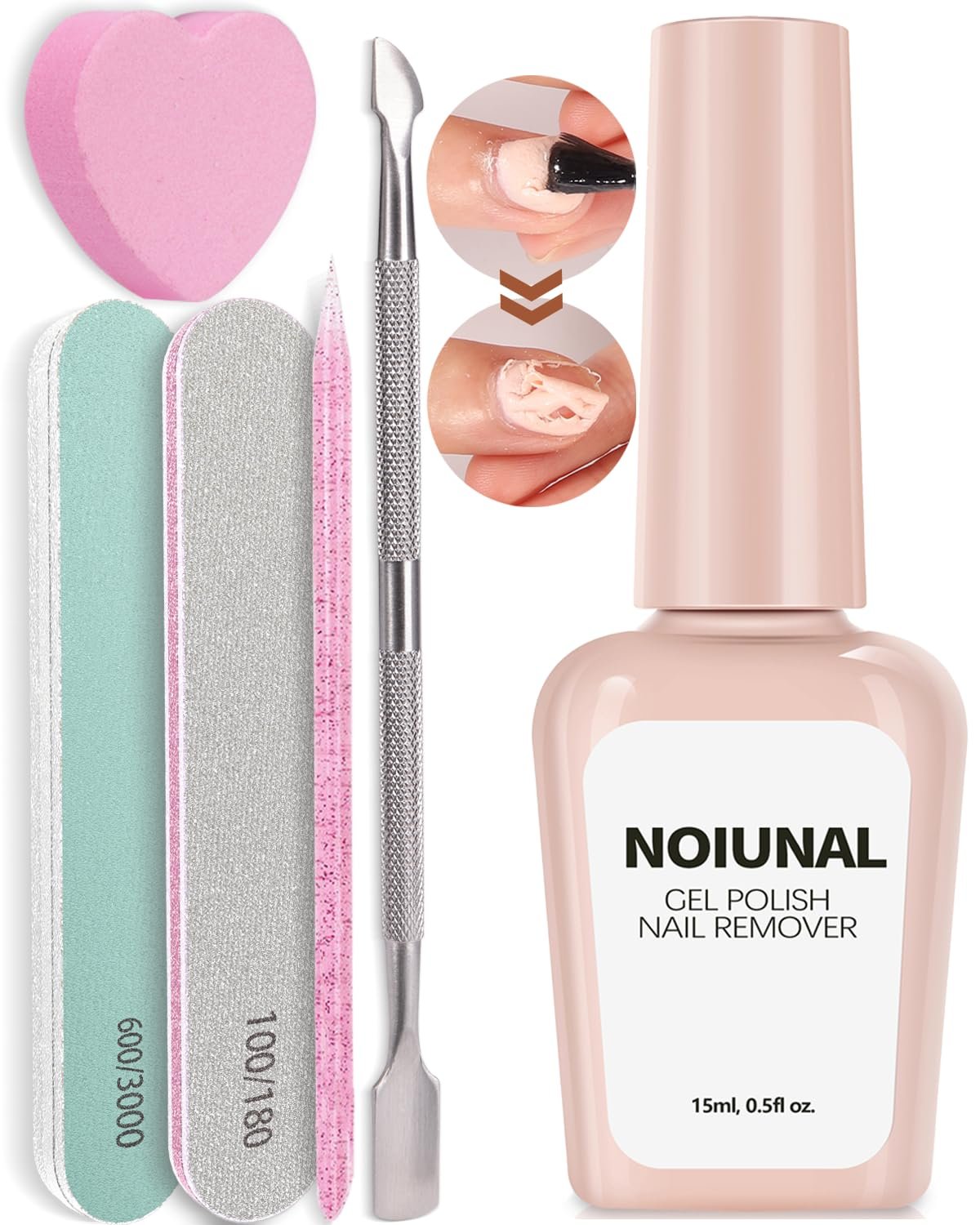 Gel Polish Remover Gel Nail Polish Remover 15ML Kit Easy Safe Gel Remover For Nails in 2-5 Minutes No Soaking or Wrapping Gel Remover with Tools