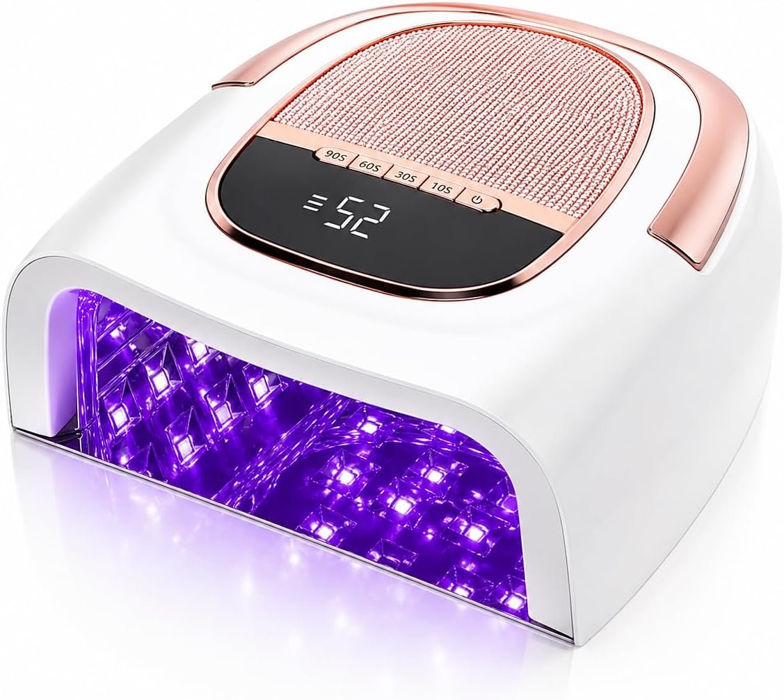 96W UV LED Cordless Nail Lamp for Gel & Acrylic Nails, Rechargeable Nail Dryer with 15600mAh Battery (60+ Uses), Fast Curing, Smart Sensor & Metal Base for Professional Salon, Home & Travel