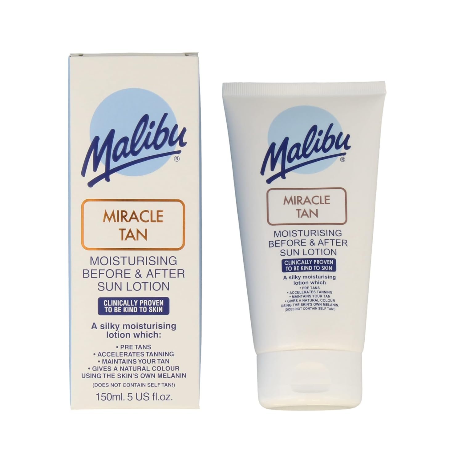 Malibu Miracle Tan Extender Lotion – After Sun Lotion & Deep Bronzing Enhancer, Hydrating Body Moisturizer with Aloe Vera & Vitamin E, Boosts Melanin, Summer Vacation Essential, Made in UK, 5 Fl Oz
