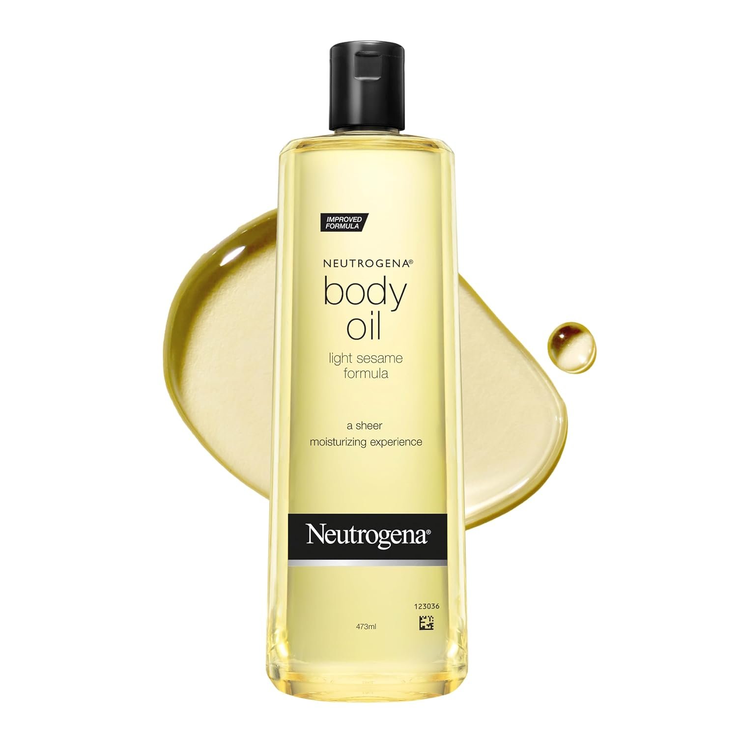 Neutrogena Body Oil Light Sesame Formula, 16 fl oz, Radiant Glow Moisturizer for Dry Skin, Bath & Shower Oil For Smooth and Hydrated Skin