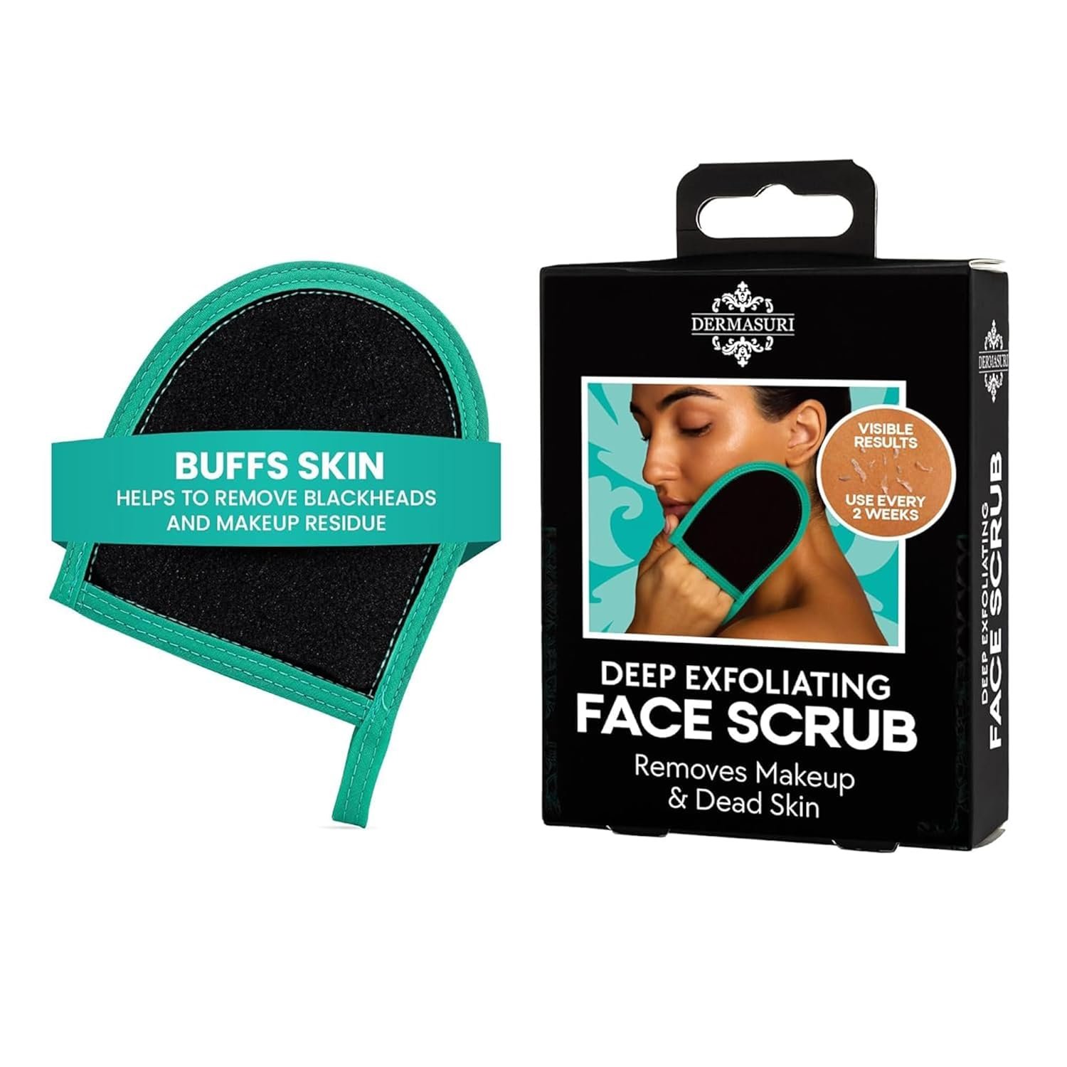 Dermasuri Deep Exfoliating Face Mitt – Scrubber, Dead and Dry Skin Remover for Men and Women – Exfoliator Gloves for Shower and Dry Use – (1 Pack)