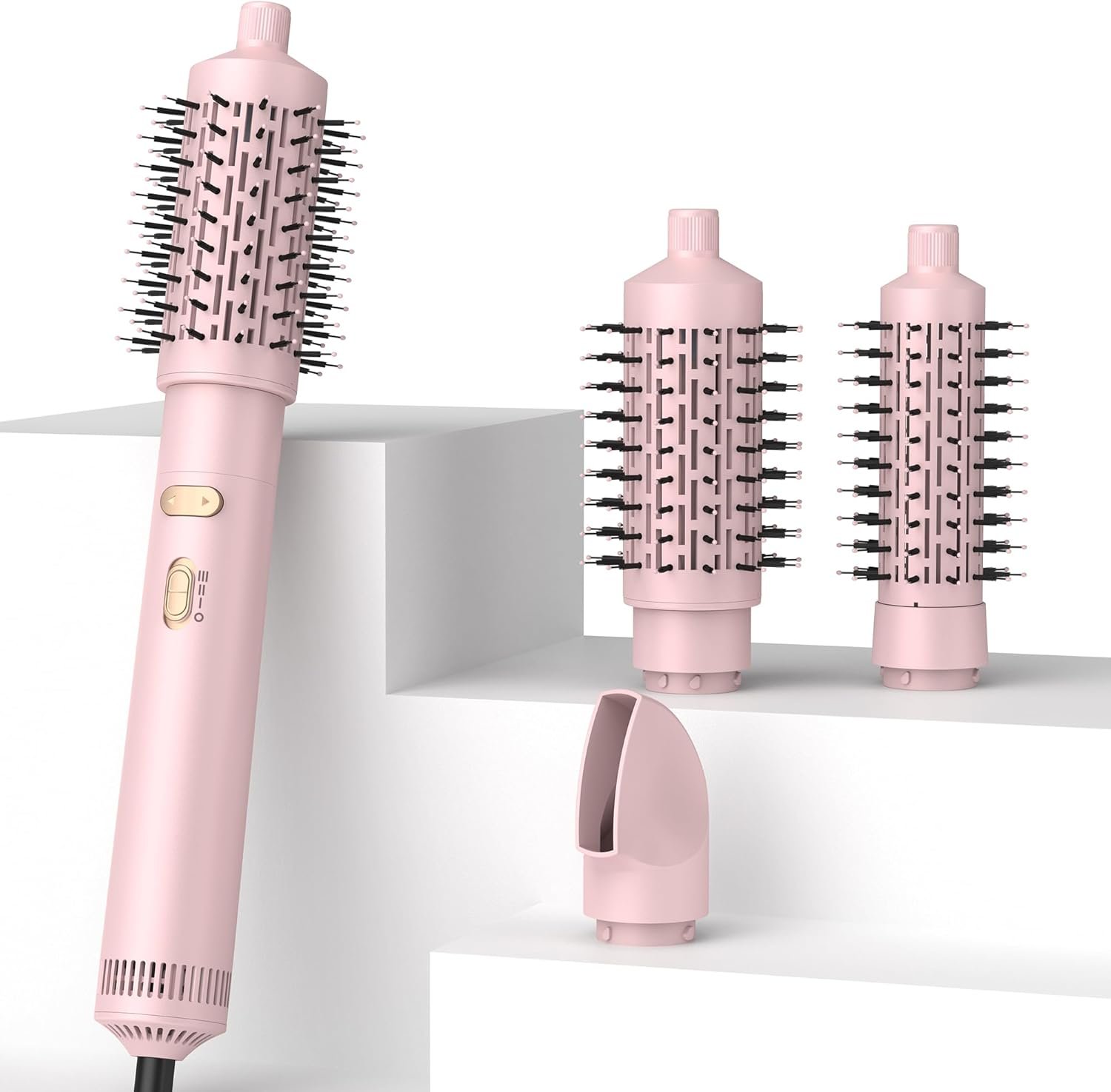 4 in 1 Rotating Hair Dryer Brush,Negative Ionic Spin Blow Dryer Brush 100-120V, Spinning with Detachable Brush(2″ & 1.5″),3 Heats and 2 Speeds Rotating Hot Air Brush for Curling,Straight,Drying