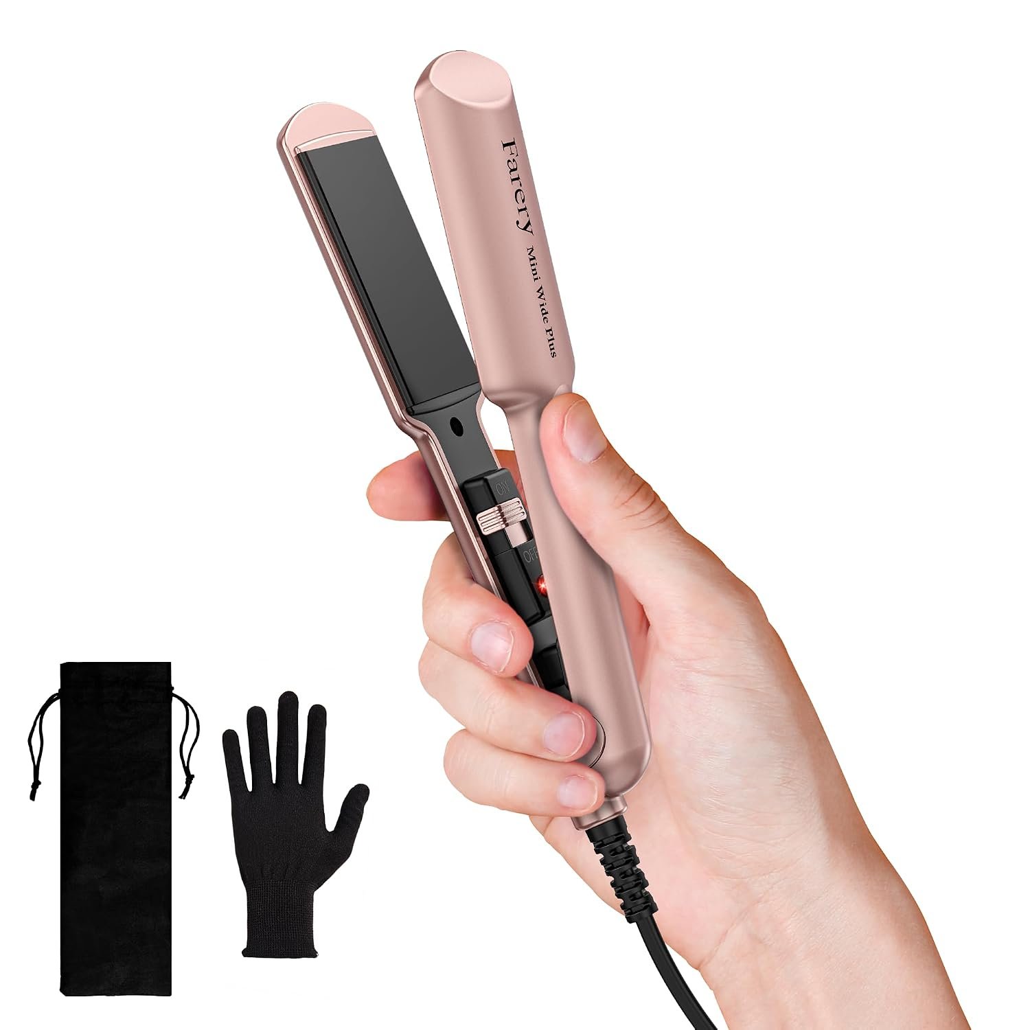Farery Mini Flat Iron for Short Hair, 1.5 Inch Ceramic Mini Hair Straightener with Argan Oil Infused, 15s Fast Heat, Anti-Scald, 100-240V Dual Voltage, Portable Travel Flat Iron with Storage Bag
