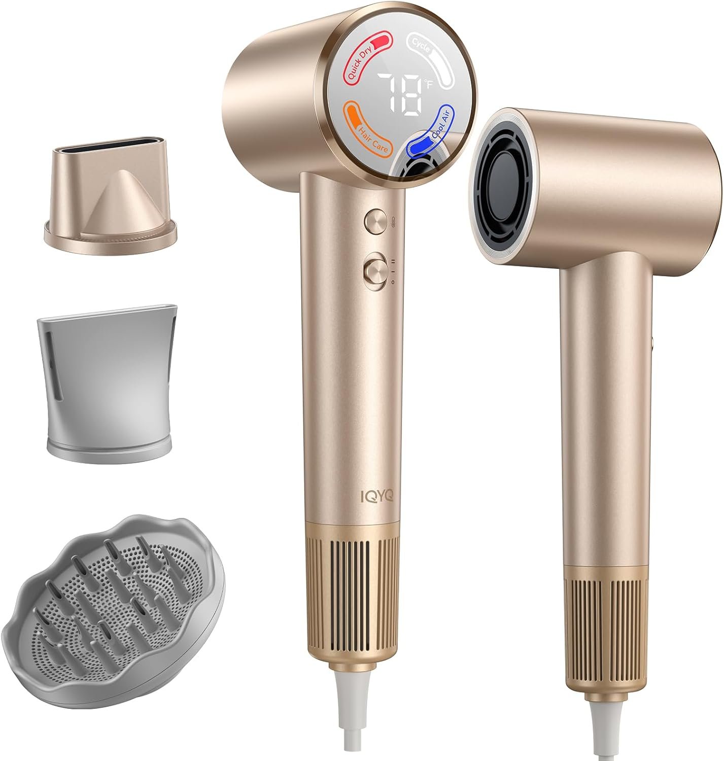 Hair Dryer with Diffuser, Grip-Sensor On/Off High-Speed Blow Dryer for Fast Drying, Ionic Hair Dryer 110000 RPM 1400W 200M for Frizz Reduce, Low Noise Thermo-Control for Curly Hair Women