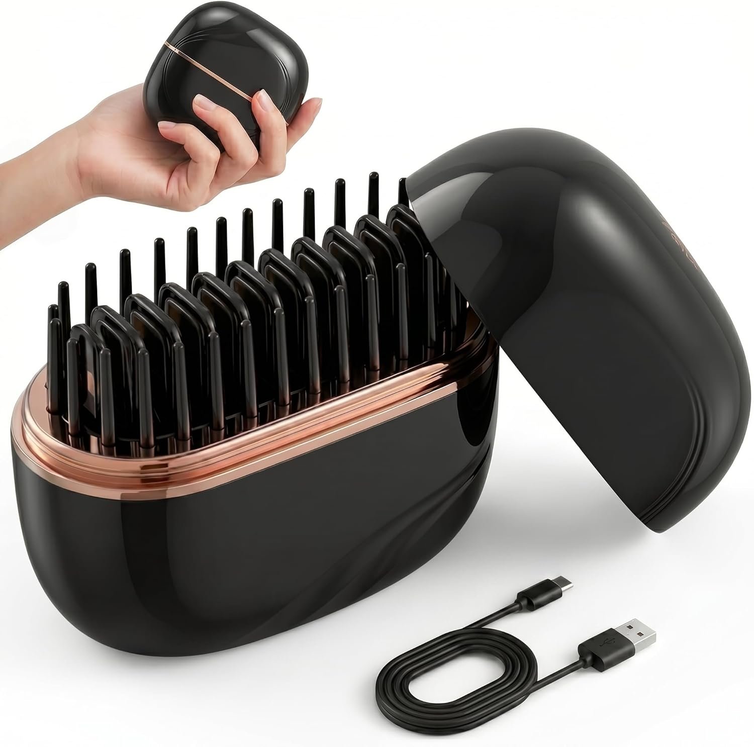 Mini Hair Straightener, Cordless & Portable Hair Straightener with USB-C Charging, 3 Heat Settings & Quick Warm-Up, Compact Design for Home or Travel, Black