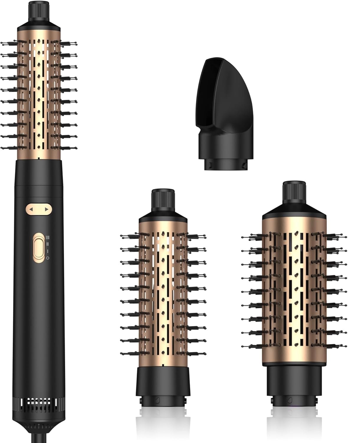 3 in 1 Rotating Hair Dryer Brush with Detachable Brush(2″ & 1.5″),Negative Ionic Spin Blow Dryer Brush 100-120V,3 Heats and 2 Speeds Rotating Hot Air Brush for Curling,Straight,Drying