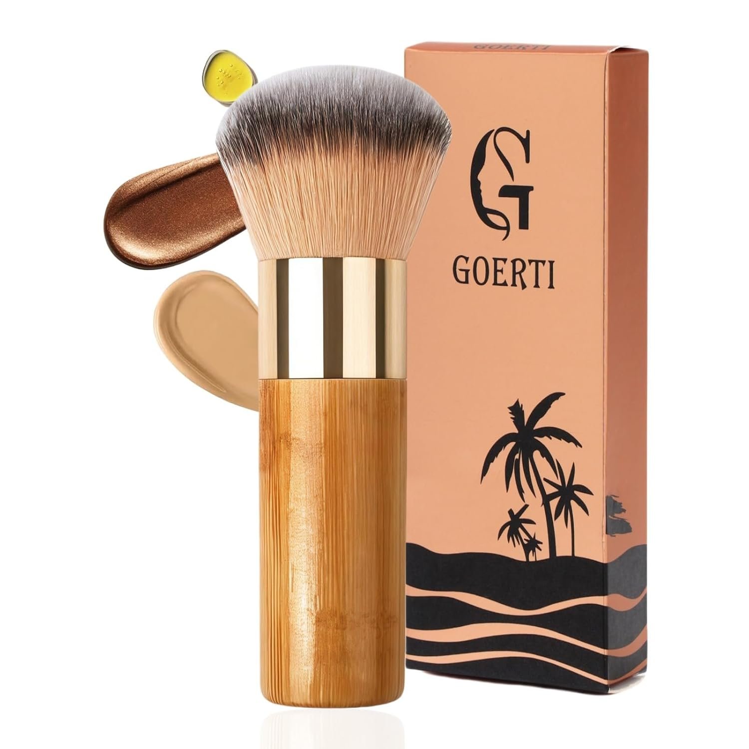 Kabuki Self Tanner Brush Ultra Soft Kabuki Makeup Brush for Face & Body, Flawless Self Tanning Tan Applicator for Liquid Cream Powder Foundation, Bronzer, Tanning Mousse & Shimmer Glow – Bamboo Handle